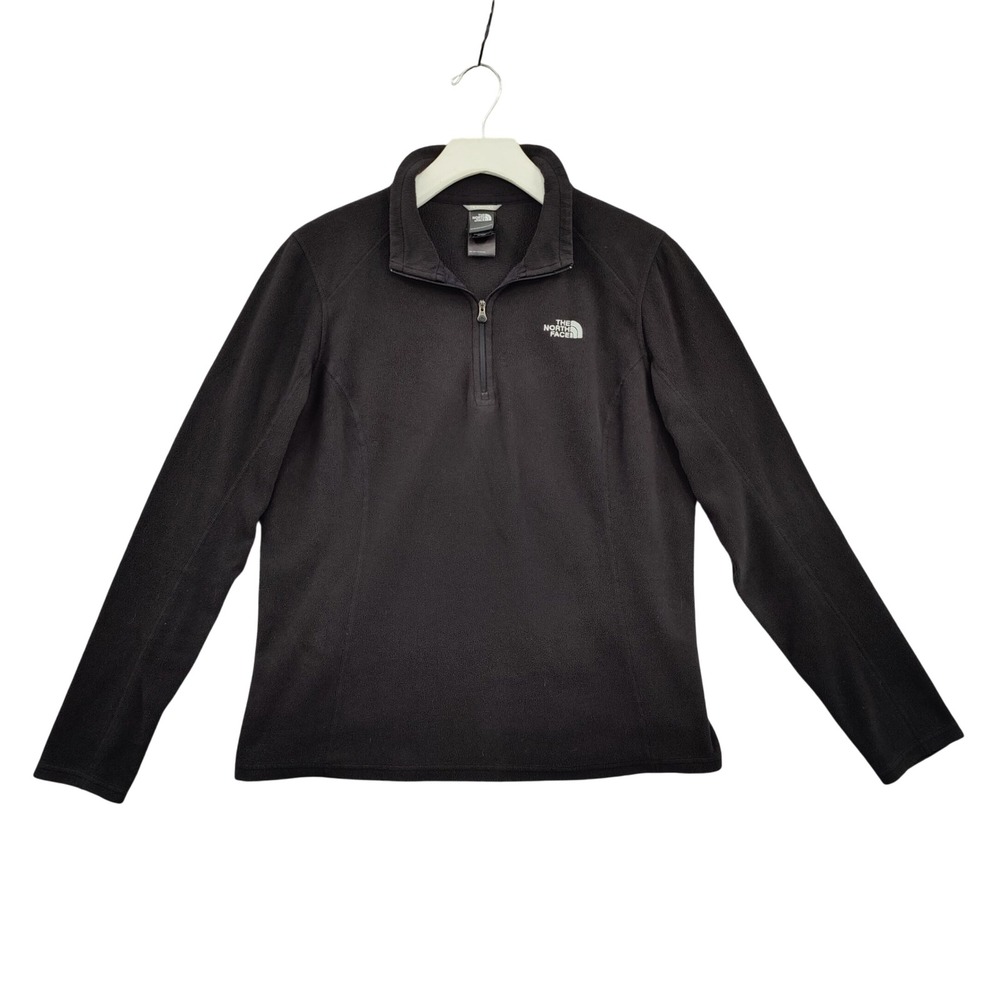 The North Face Womens Gorpcore Polartec Fleece L Black 1/4 Zip Pullover Base